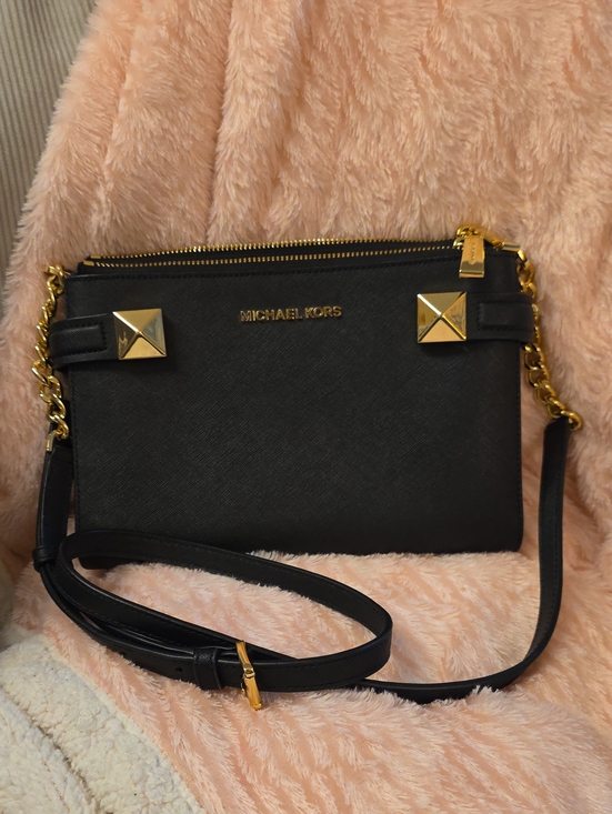 Michael Kors Handbags - Michael Kors Black Crossbody with Gold Pyramid Accents